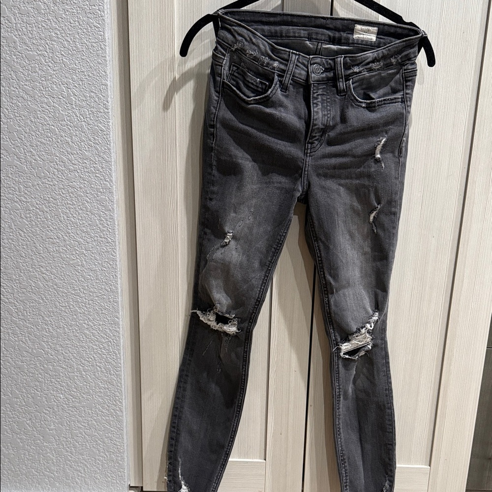 Charcoal Distressed Skinny Jeans for Women